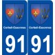91 Corbeil-Essonnes blason autocollant plaque stickers ville