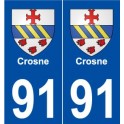 91 Crosne blason autocollant plaque stickers ville