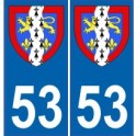53 Mayenne de la etiqueta engomada de la placa de escudo de armas el escudo de armas de pegatinas departamento