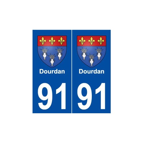 91 Dourdan blason autocollant plaque stickers ville
