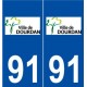 91 Dourdan logo autocollant plaque stickers ville
