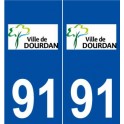91 Dourdan logo autocollant plaque stickers ville