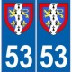 53 Mayenne autocollant plaque blason armoiries stickers département