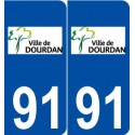 91 Dourdan logo autocollant plaque stickers ville