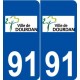 91 Dourdan logo autocollant plaque stickers ville