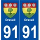 91 Draveil blason autocollant plaque stickers ville