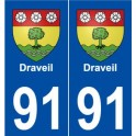91 Draveil blason autocollant plaque stickers ville