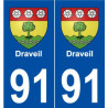 91 Draveil blason autocollant plaque stickers ville