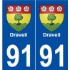 91 Draveil blason autocollant plaque stickers ville