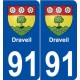 91 Draveil blason autocollant plaque stickers ville