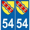 54 Meurthe autocollant plaque blason armoiries stickers département