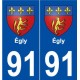 91 Égly blason autocollant plaque stickers ville