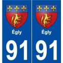 91 Égly blason autocollant plaque stickers ville