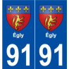 91 Égly blason autocollant plaque stickers ville