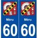 60 Méru blason autocollant plaque stickers ville