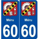 60 Méru blason autocollant plaque stickers ville