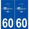60 Méru logo autocollant plaque stickers ville