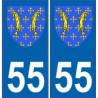 55 Meuse autocollant plaque blason armoiries stickers département