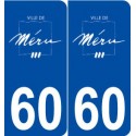 60 Méru logo autocollant plaque stickers ville