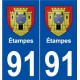 91 Étampes blason autocollant plaque stickers ville