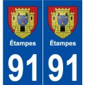 91 Étampes blason autocollant plaque stickers ville