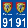 91 Étampes blason autocollant plaque stickers ville