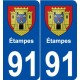 91 Étampes blason autocollant plaque stickers ville