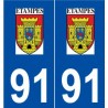 91 Étampes logo autocollant plaque stickers ville