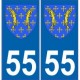 55 Meuse autocollant plaque blason armoiries stickers département