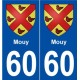 60 Mouys blason autocollant plaque stickers ville