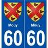 60 Mouys blason autocollant plaque stickers ville