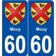 60 Mouys blason autocollant plaque stickers ville