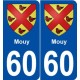 60 Mouys blason autocollant plaque stickers ville