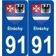 91 Étréchy blason autocollant plaque stickers ville