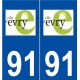 91 Évry logo autocollant plaque stickers ville