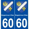 60 Nogent-sur-Oise blason autocollant plaque stickers ville