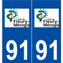 91 Fleury-Mérogis logo autocollant plaque stickers ville