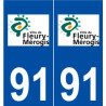 91 Fleury-Mérogis logo autocollant plaque stickers ville