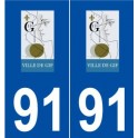 91 Gif-sur-Yvette logo autocollant plaque stickers ville