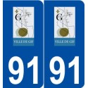 91 Gif-sur-Yvette logo autocollant plaque stickers ville