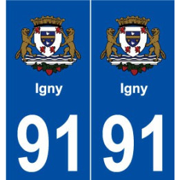 91 Igny blason autocollant plaque stickers ville