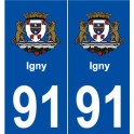 91 Igny blason autocollant plaque stickers ville
