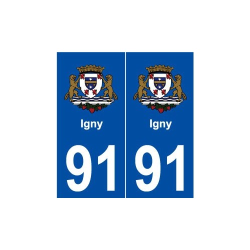 91 Igny blason autocollant plaque stickers ville
