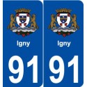 91 Igny blason autocollant plaque stickers ville