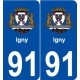 91 Igny blason autocollant plaque stickers ville
