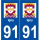 91 Igny logo autocollant plaque stickers ville