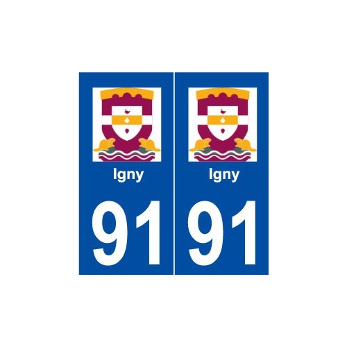 91 Igny logo autocollant plaque stickers ville