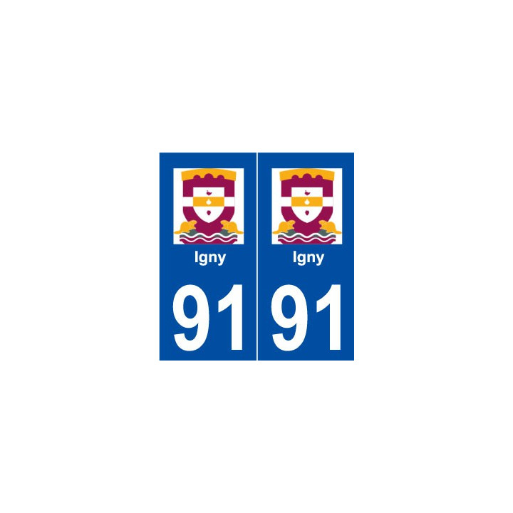 91 Igny logo autocollant plaque stickers ville
