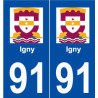 91 Igny logo autocollant plaque stickers ville