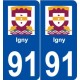 91 Igny logo autocollant plaque stickers ville